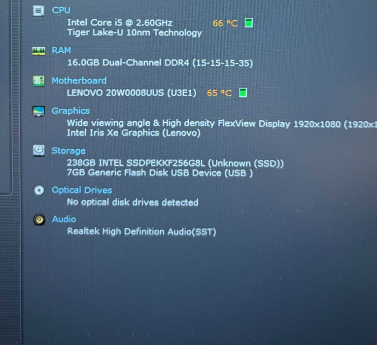 Lenovo ThinkPad T14 Gen 2 Core i5-1145G7@2.6GHz 16GB RAM 256GB SSD READ  Lap200