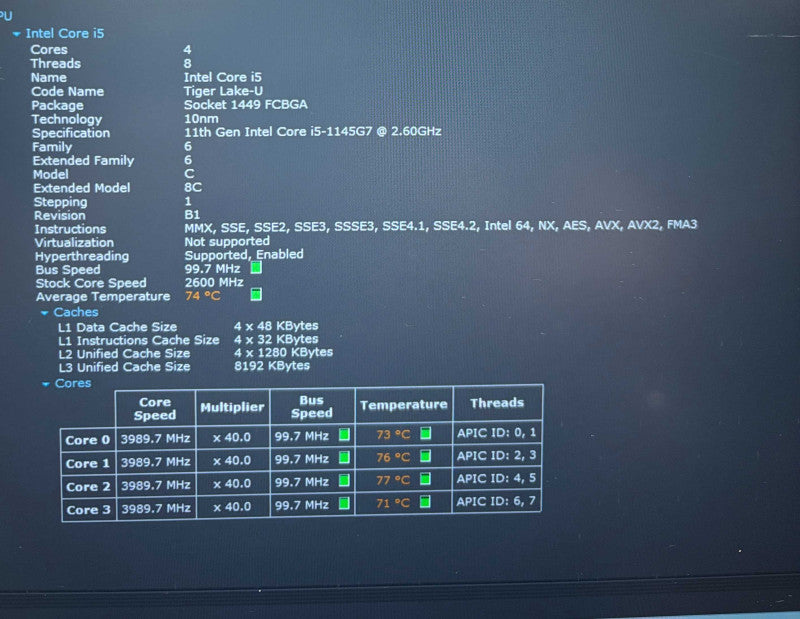 Lenovo ThinkPad T14 Gen 2 Core i5-1145G7@2.6GHz 16GB RAM 256GB SSD READ  Lap200