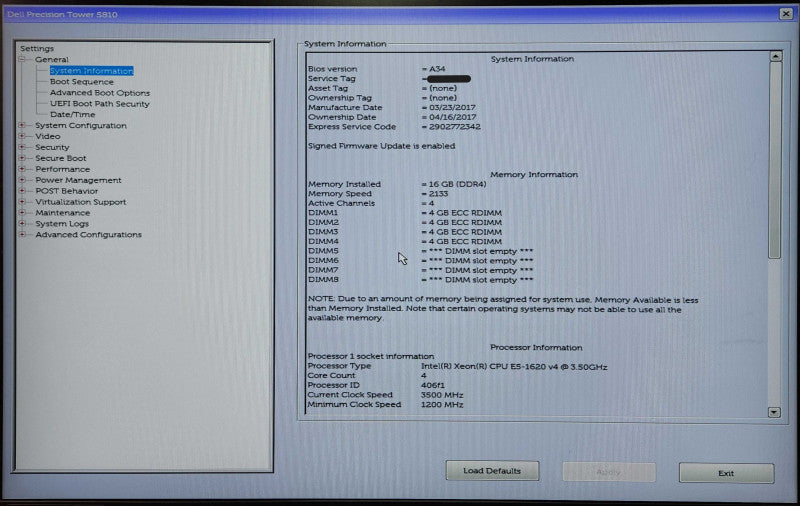 Dell Precision T5810, Xeon E5-1620 v4 3.50GHz, 16GB DDR4, 500GB SSD, K2200