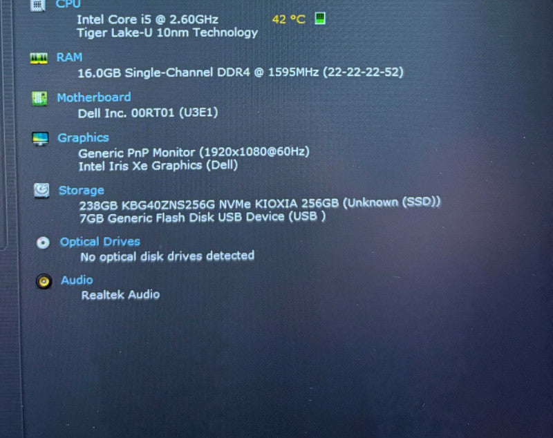 Dell Latitude 5520 Core i5-1145G7@2.4GHz 16GB RAM 256GB SSD  Lap200