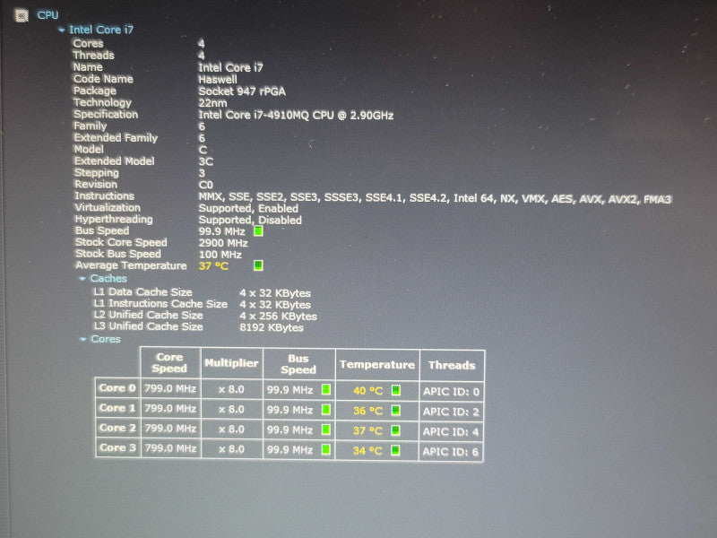 Dell Precision M6800 i7 4910MQ 16GB DDR3 Quadro K4100M 256GB SSD  β BudLap