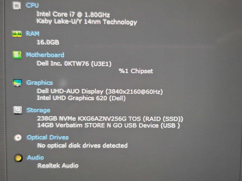 Dell XPS 13 9380 i7 8565U 16GB RAM 256GB SSD 4K TOUCH  NO BATTERY  Qβ Lap200