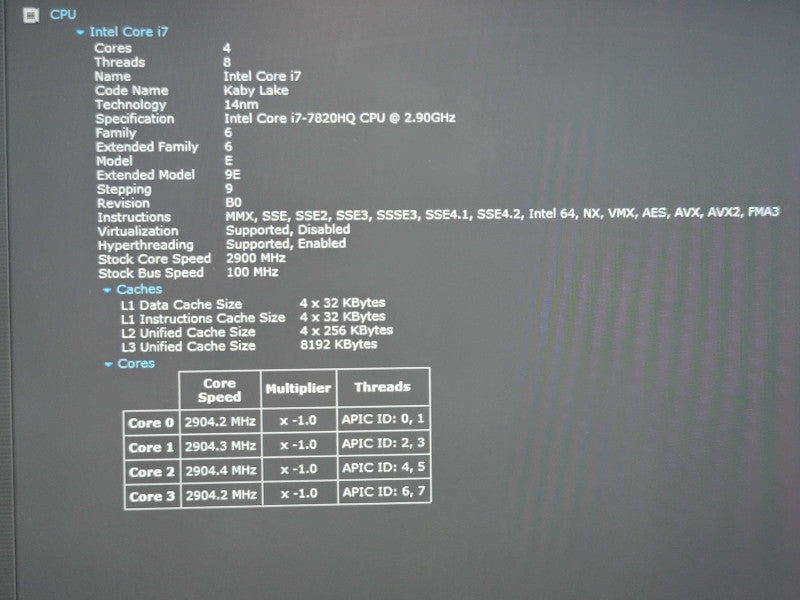 Dell Precision 5520 i7-7820HQ 16GB DDR4 Quadro M1200 256GB SSD READ β Lap200