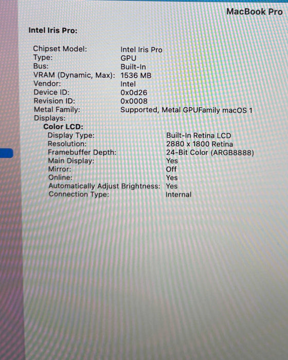Apple MacBook Pro Retina 15" Late 2013 i7-4750HQ 16GB RAM 256GB SSD