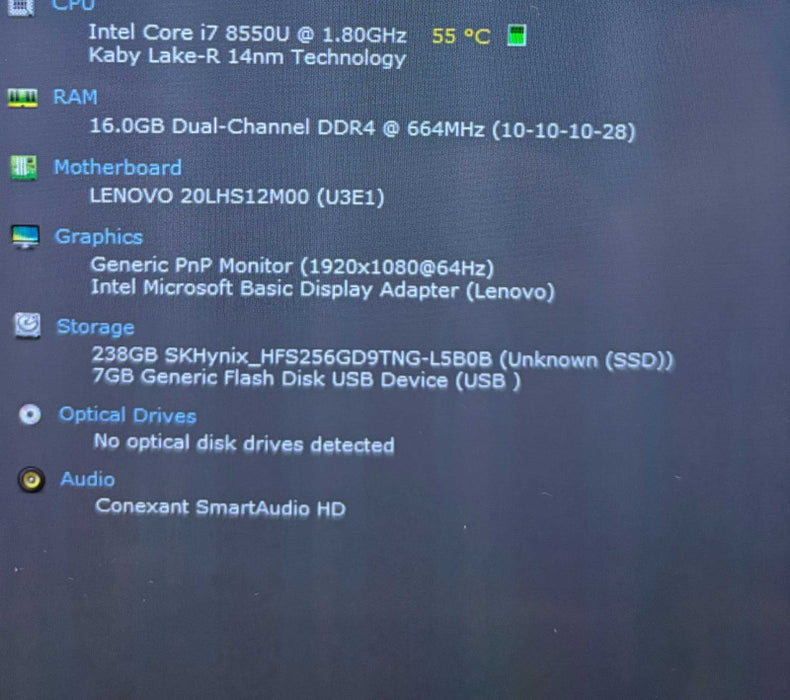 Lenovo ThinkPad X380 Yoga TOUCH i7-8550U@1.8GHz 16GB RAM 256GB SSD READ  Lap200