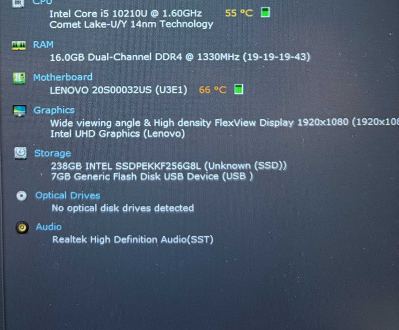 Lenovo ThinkPad T14 Gen 1 Core i5-10210U@1.6GHz 16GB RAM 256GB SSD READ  Lap200