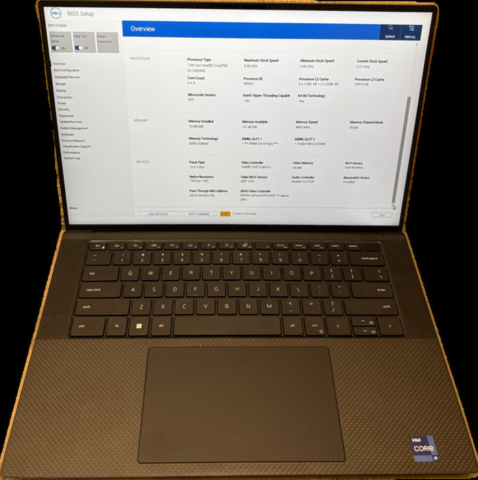 Dell  XPS 159520 i9-12900K 15GB RAM RTX3050 For Parts/Repair READ!  Lap200