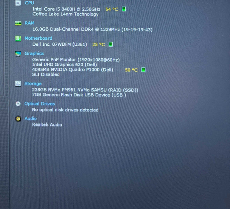 Dell Precision 5530 i5-8400H@2.5GHz QUADRO P1000 4GB GPU 16GB RAM 256GB SSD  Lap200