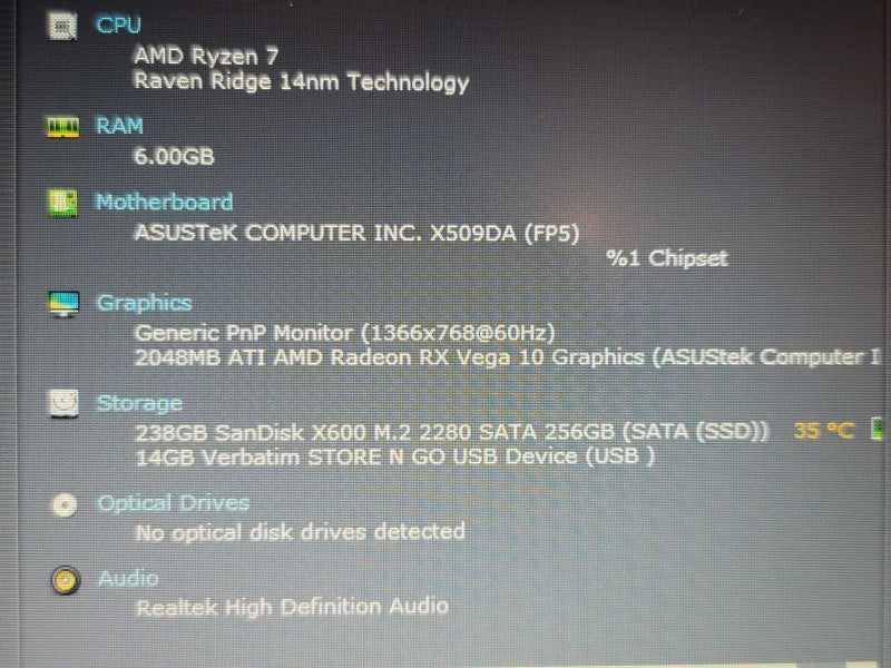 ASUS VivoBook M509D Ryzen 7 3700U 8GB RAM 256GB SSD  β BudLap