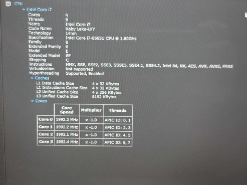 Lenovo ThinkPad X390 Yoga i7-8565U 16GB RAM 256GB SSD READ  β Lap200