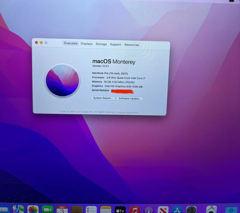 Apple MacBook Pro 15" 2017 i7-7820HQ Radeon Pro 560 16GB RAM  512SSD READ!