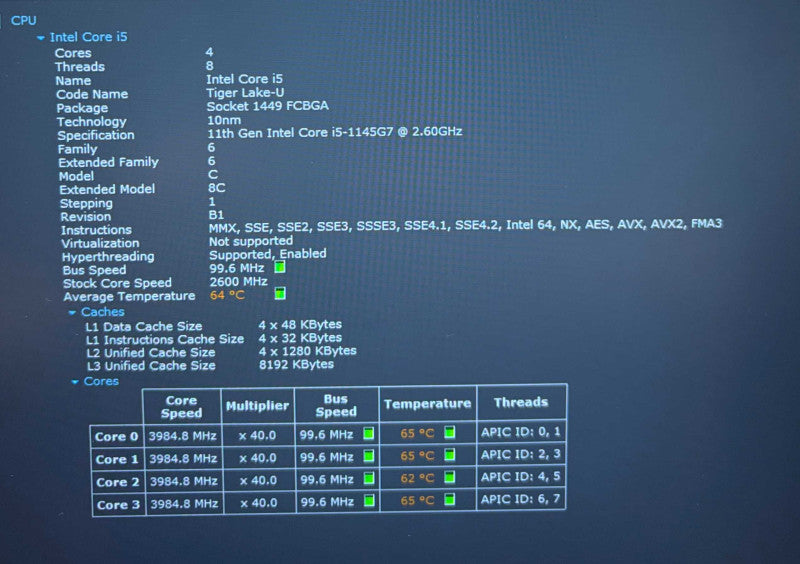 Lenovo ThinkPad Gen 2 Core i5-1145G7@2.6GHz 16GB RAM 256GB SSD  Lap200