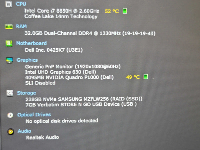 Dell Precision 7530 i7-8850H 32GB DDR4 Quadro P1000 256GB SSD READ β Lap200