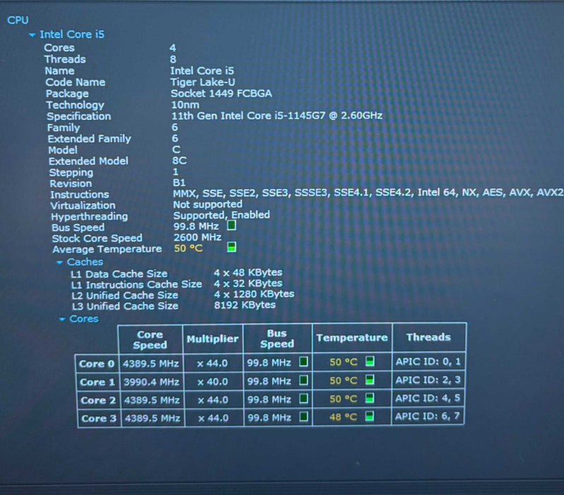 Lenovo ThinkPad Gen 2 Core i5-1145G7@2.6GHz 16GB RAM 256 GB SSD    Lap200