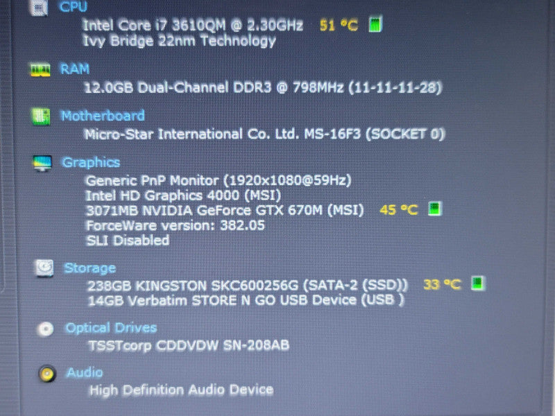 MSI GT60 i7-3610QM 12GB DDR3 GTX 670M 256GB SSD READ β BudLap
