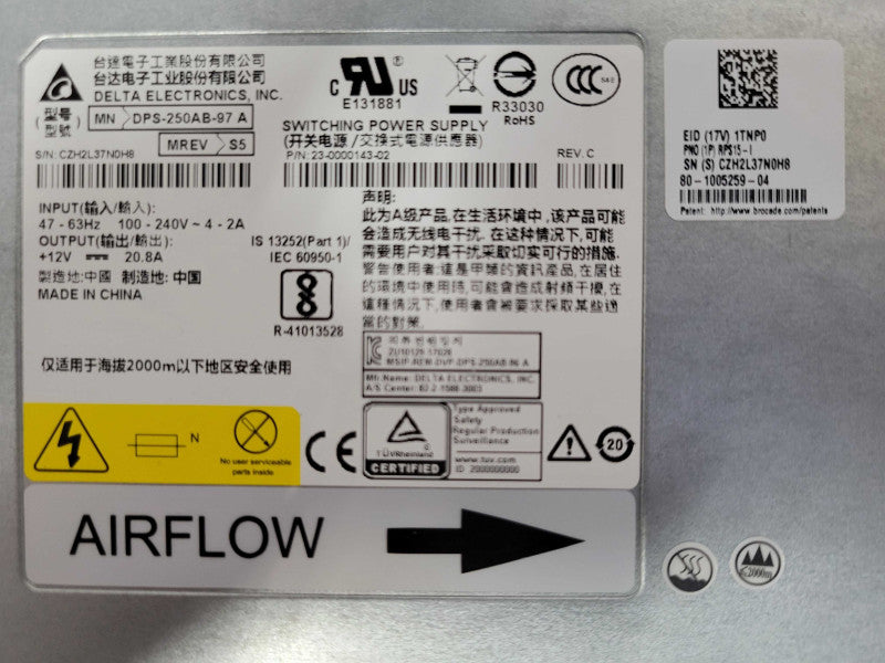 Delta Electronics DPS-250AB-97 A 250W Power Supply for brocade 7450 Switch Q_
