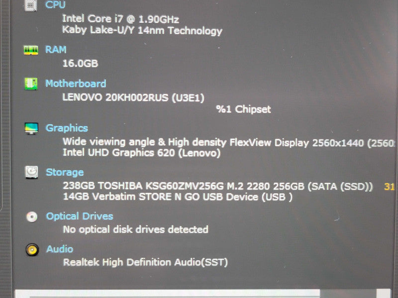 Lenovo ThinkPad X1 Carbon i7-8650U 16GB RAM 256GB SSD  Qβ Lap200