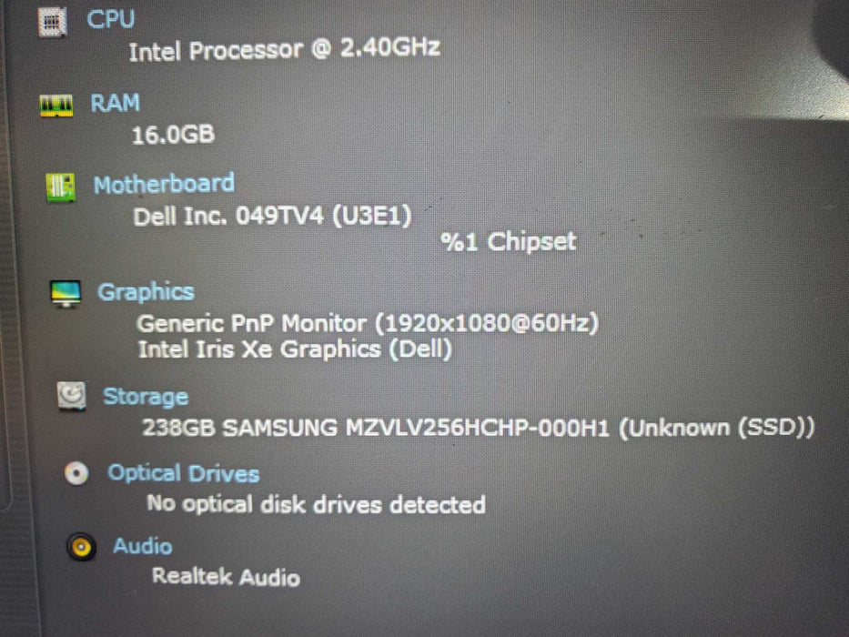 Dell Latitude 3520 i5-1135G7 @ 2.4GHz 16GB DDR4 256GB NVMe  Lap200