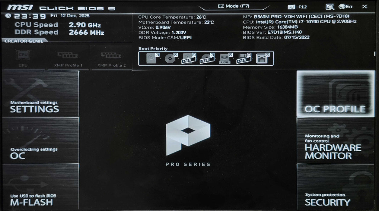 Custom PC, MSI B560M PRO-VDH WIFI, i7-10700 2.90GHz, 16GB DDR4, 256GB NVMe