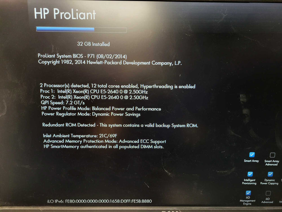 HP ProLiant DL380p Gen8 1U 2x E5-2640 0 32GB DDR3 P420i 2x460W PSU Q$