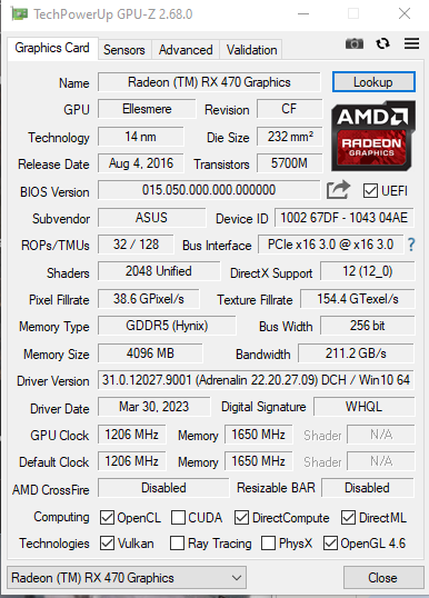 ASUS Radeon RX 470 4GB GDDR5 Graphics Card (STRIX-RX470-O4G-GAMING)