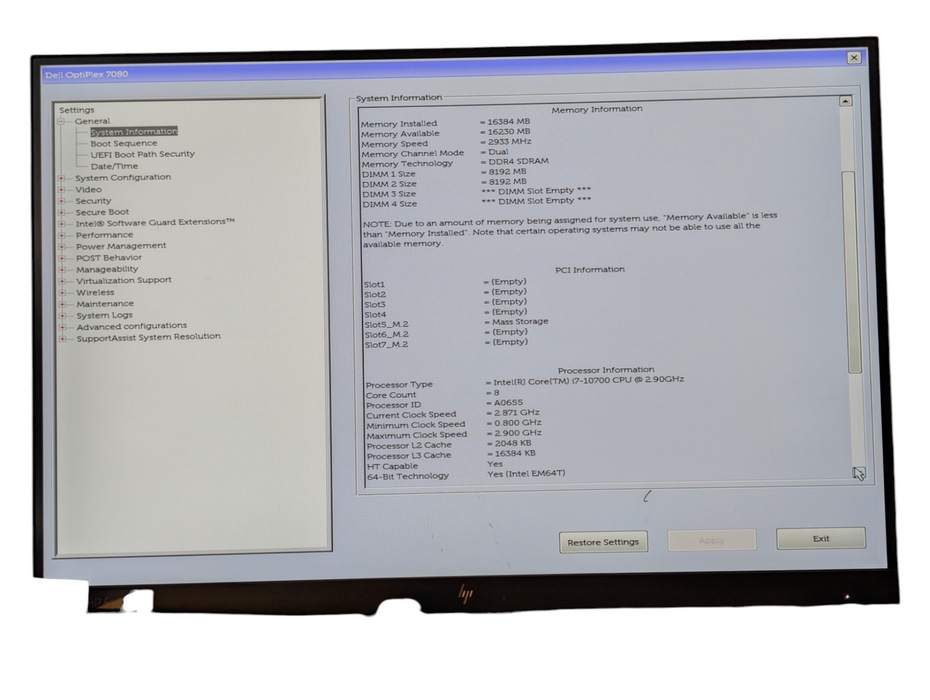 DELL OptiPlex 7080 Intel Core i7-10700 16GB RAM 256GB NVMe SSD  -