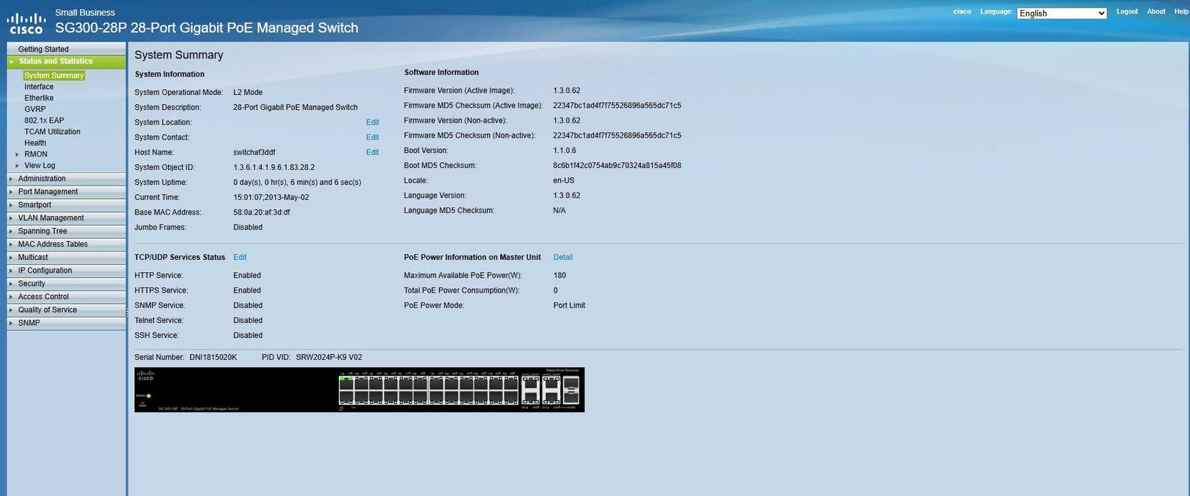 Cisco SG300-28P 28-Port Gigabit PoE Managed Switch w/ 2x SFP,  SRW2024P-K9 _