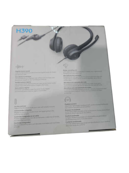 Logitech H390 USB Headset With Microphone White Pack