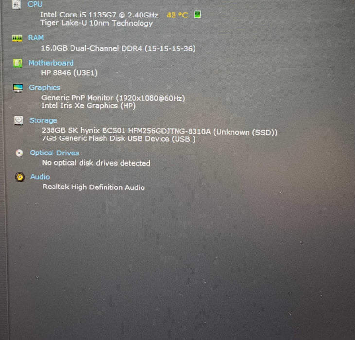 HP EliteBook 850 G8 15" Core i5-1135G7@2.40GHz 16GB RAM 256GB SSD  Lap200