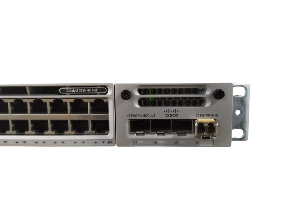 Cisco WS-C3850-48P 48 Port Gigabit PoE+ Switch w/ C3850-NM-4-1G 2x715W PSU