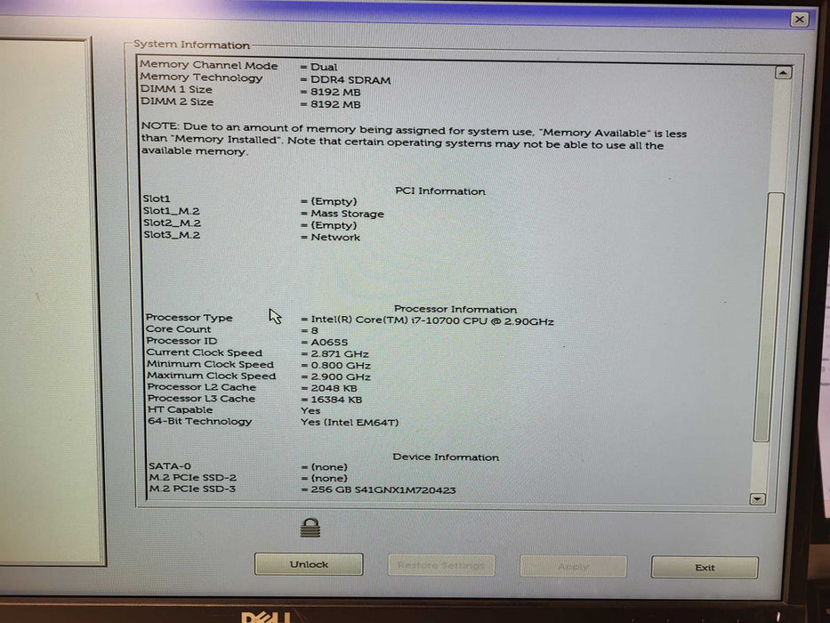 Dell Precision 3240 USFF i7-10700T 2.9GHz 16GB DDR4 256GB NVMe w/ AC READ $