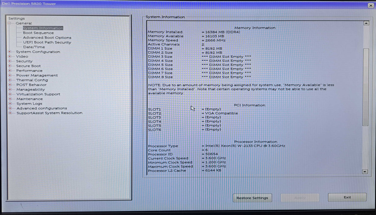 Dell Precision T5820 | Xeon W-2133 @ 3.60GHz 6C, 16GB DDR4, P400, 950W PSU Q