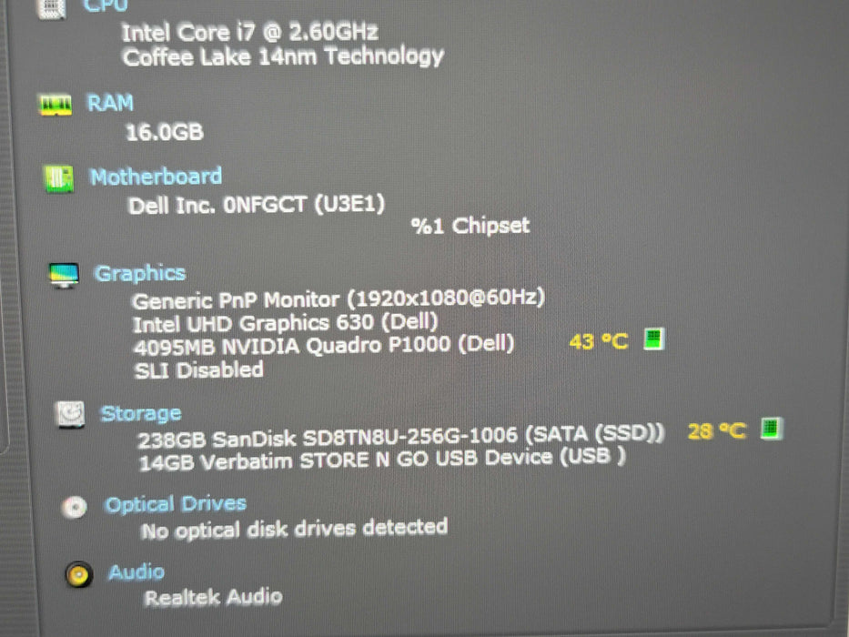 Dell Precision 5530 i7-8850H 16GB DDR4 Quadro P1000 256GB SSD β Lap200