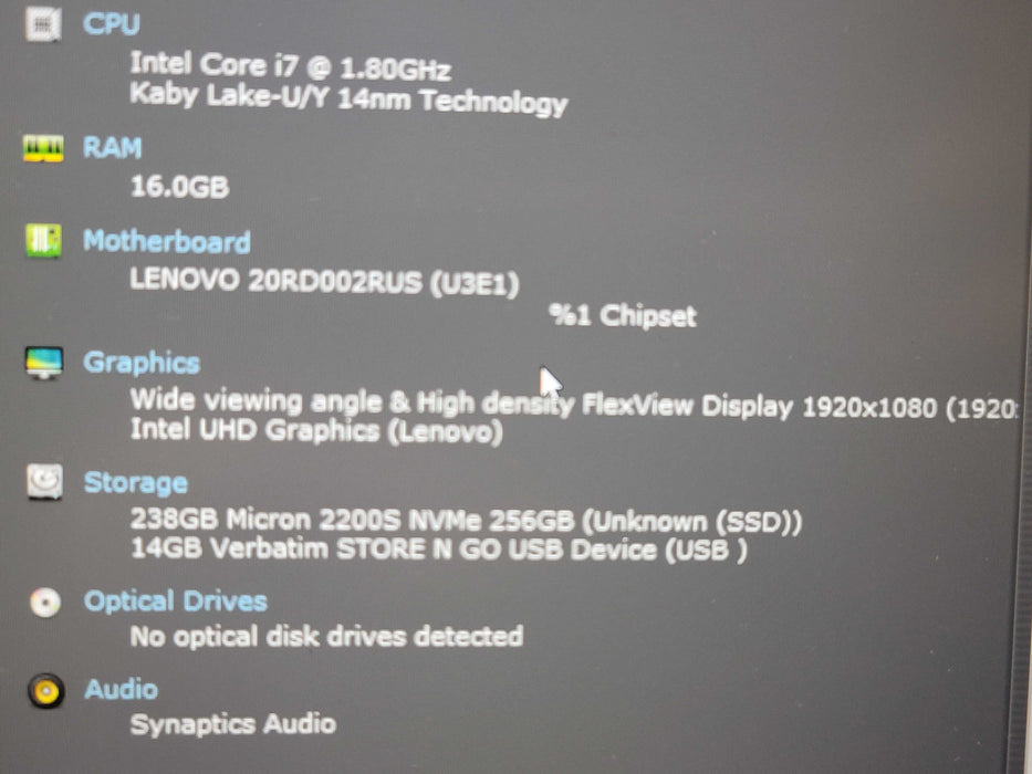 Lenovo ThinkPad E15 i7-10510U 16GB DDR4 256GB NVMe β Lap200