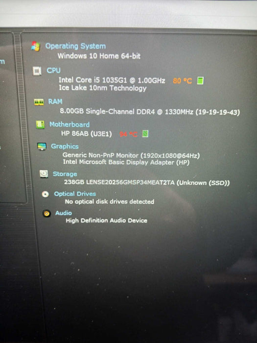 HP Pavilion 15-CS3025OD 15.6" Intel Core i5-1035G1 1.0GHz 8GB RAM 256GB SSD  Lap200
