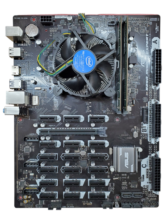 Asus B250 Mining Expert Motherboard Celeron G3930 8GB DDR4 - w/ I/O Shield