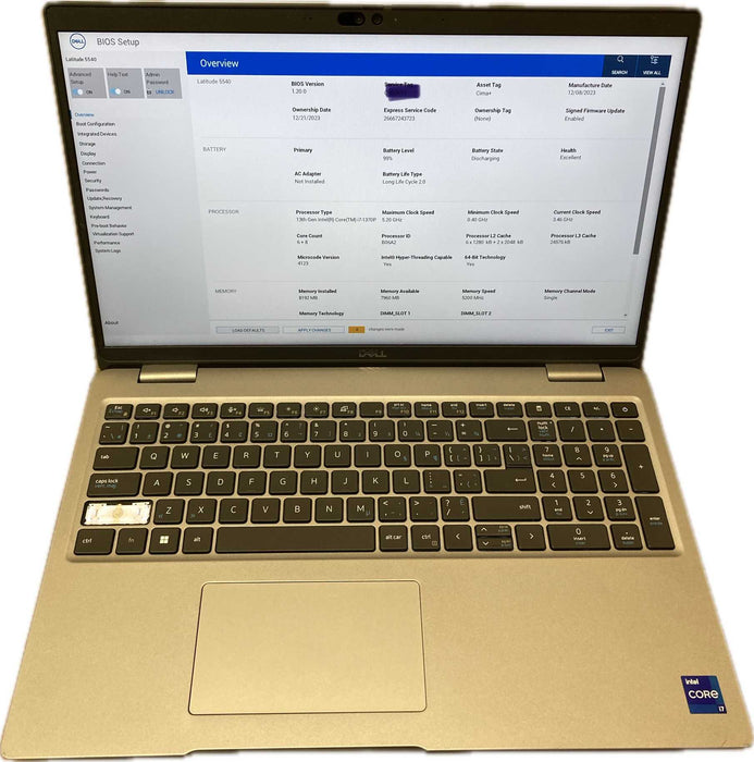 Dell Latitude 5540 i7-1370P BIOS Locked Missing Key For Parts/Repair READ!  Lap200