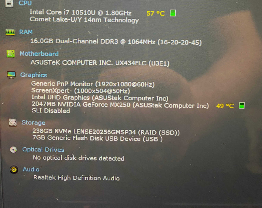 Asus ZenBook ZUX434FLC i7-10510U MX250 2GB GPU 16GB RAM 256GB SSD READ!  Lap200