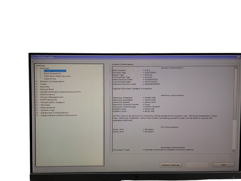 Dell OptiPlex 3080 Micro i5 - 10500T @ 2.30GHz 16GB DDR4 Ram  θ