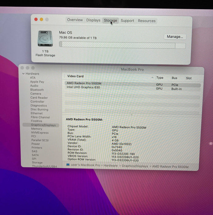 Apple MacBook Pro 16" 2019 i9-9880H Radeon PRO 5500M 16GB RAM 1TB SSD READ!