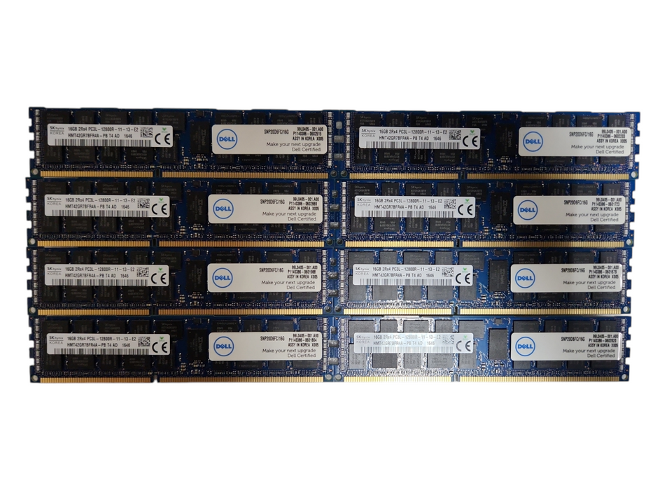 Lot of 8x SK hynix 16GB 2Rx4 PC3L-12800R, DDR3, Server Memory