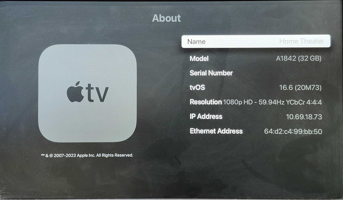 Apple TV 4K 1st Generation 32GB A1842, No Remote