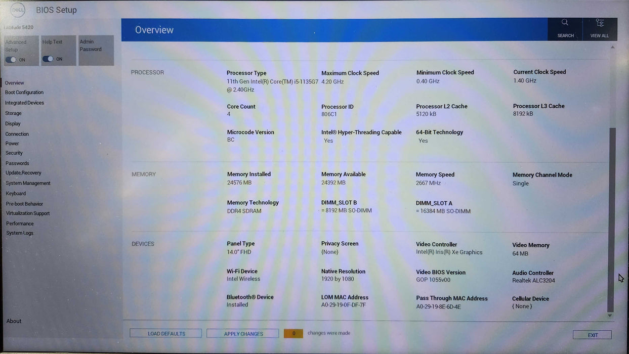 Dell Latitude 5420, i5-1135G7 2.40GHz, 24GB DDR4, 256GB NVMe, FR KB  Lap200
