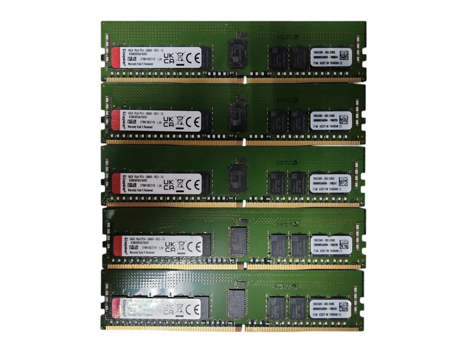 Lot of 5x Kingston 16GB 1Rx4 PC4-2666V-RC2, DDR4, Server Memory