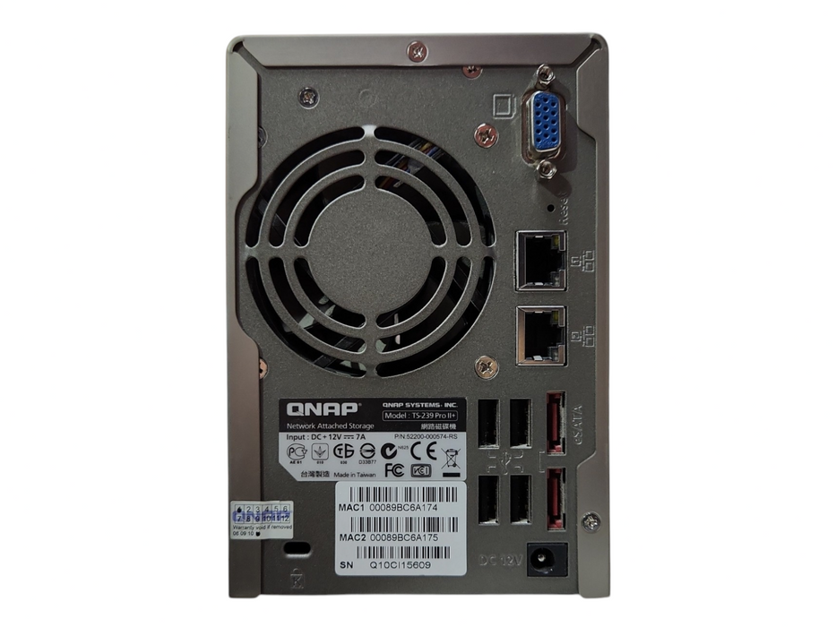 Qnap TS-239 Pro II+ 2 Bays NAS w/ 2x 4TB HDDs, No Power Adapter