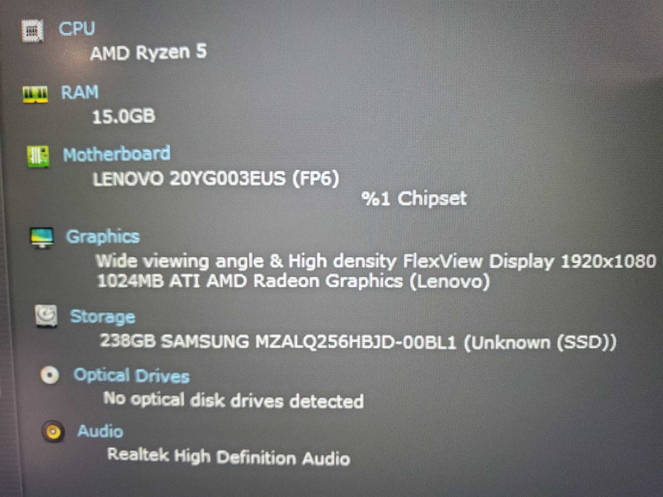 Lenovo ThinkPad E15 Gen 3 AMD Ryzen 5 5500U 16GB RAM 256NVME READ  Lap200