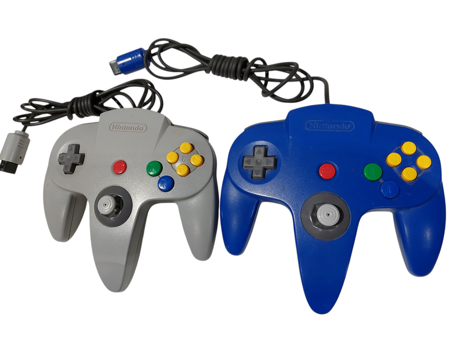 Bundle of 2 OEM Nintendo 64 Controller Blue & Grey Model: NUS-005 =