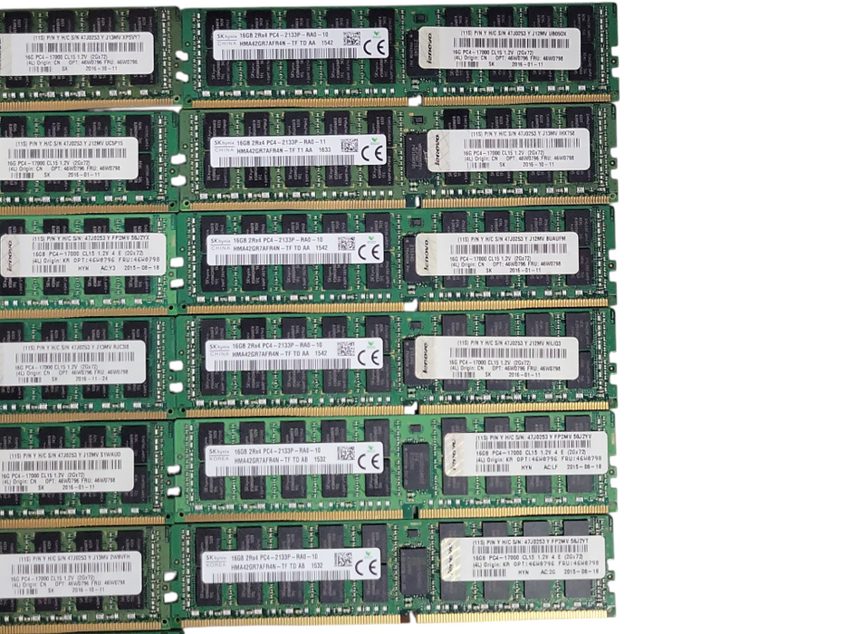 Lot of 19x SKhynix 16GB 2Rx4 PC4-2133P-RA0 DDR4 server RAMs _