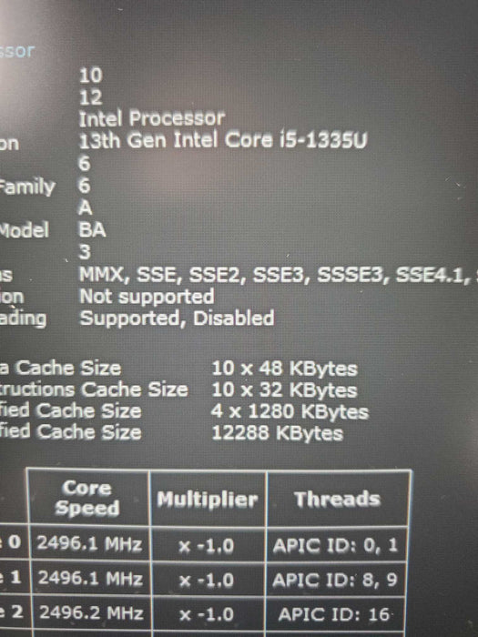 HP 15-FD0008CA 15" I5-1335U 16GB RAM 256GB NVME  Lap200