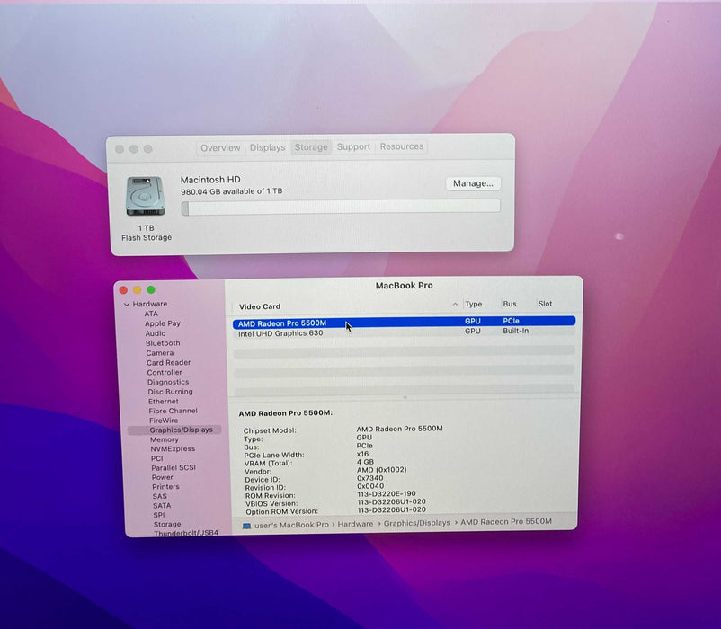 Apple MacBook Pro 16" 2019 i9-9880H Radeon PRO 5500M 16GB RAM 1TB SSD READ!